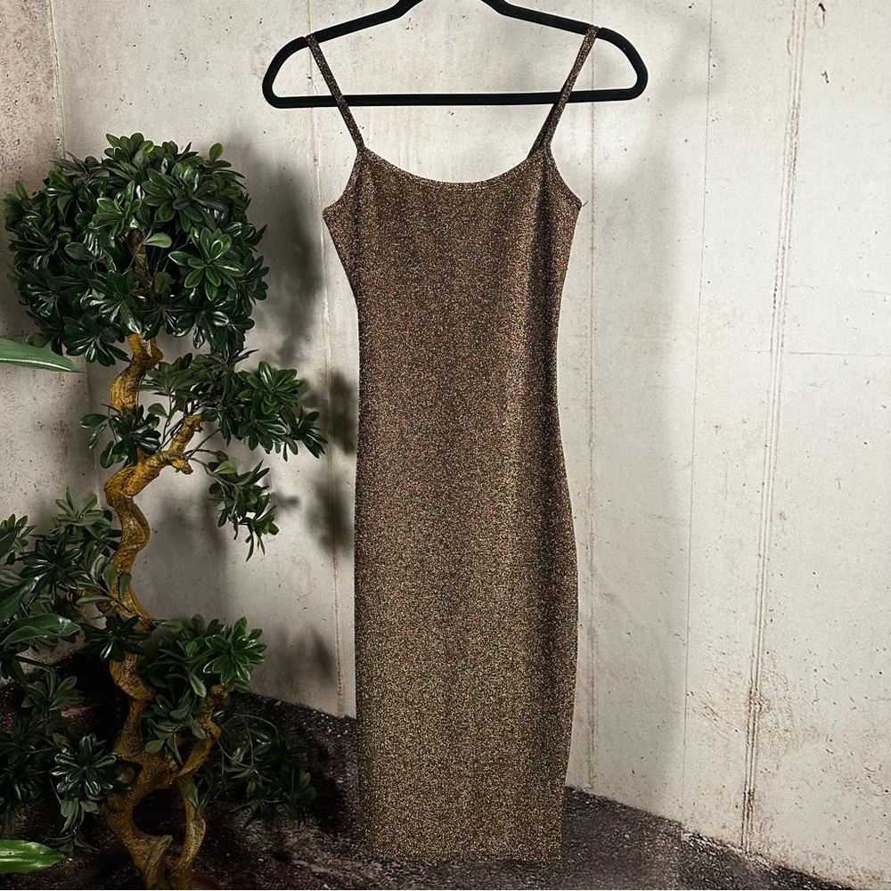Bodycon gold shimmer dress size S NWOT
